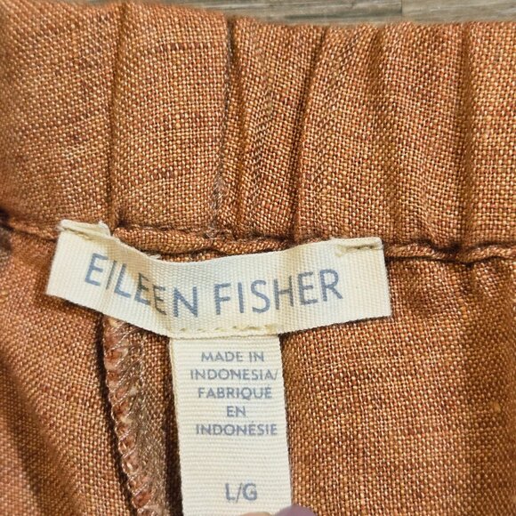 Eileen Fisher Womens Large 100% Organic Linen Lantern Pants Ankle Elastic Waist - Picture 4 of 8